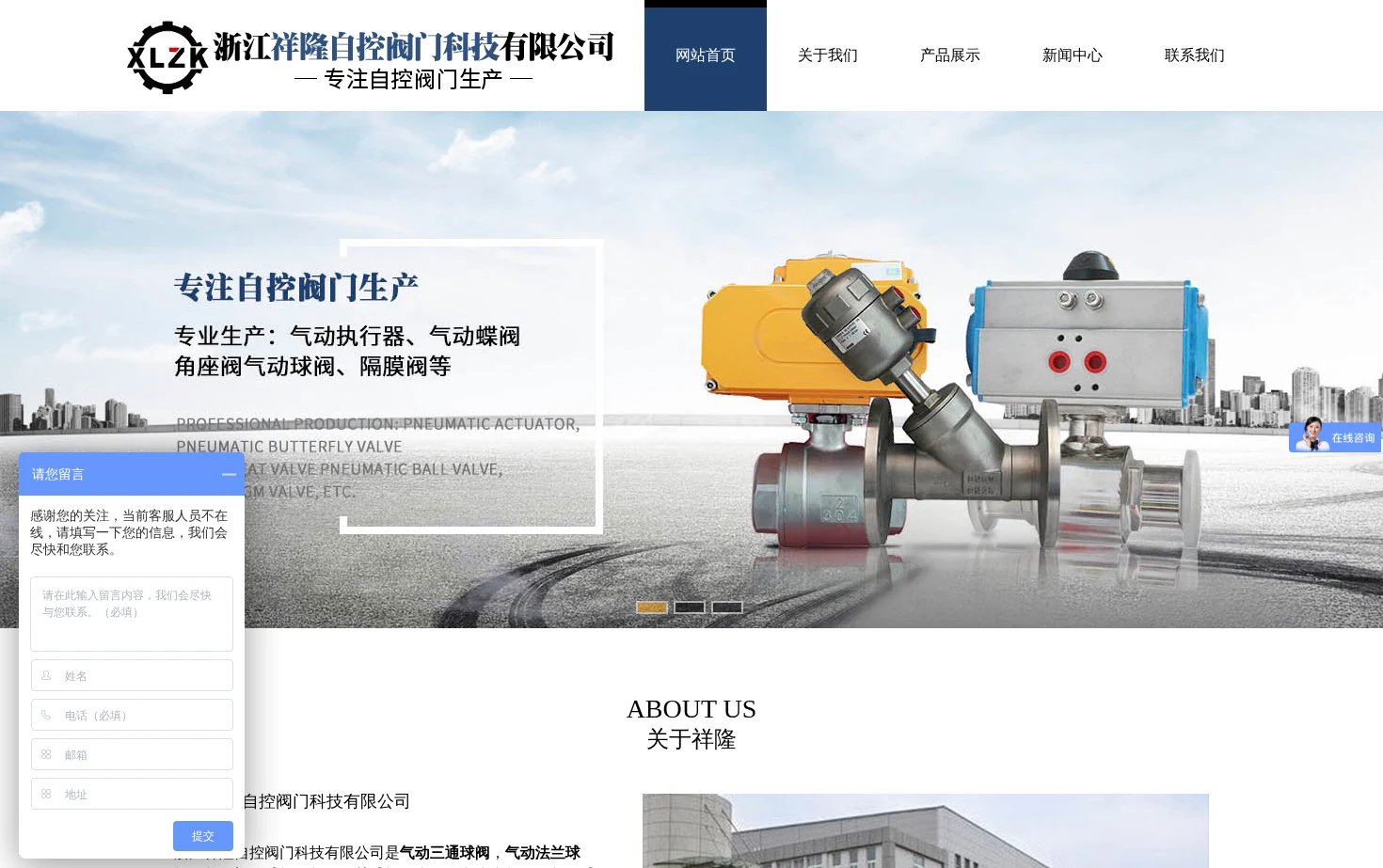 浙江祥隆自控阀门科技有限公司 页面快照
